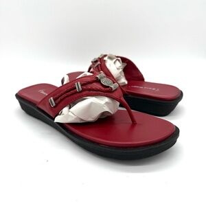Bare Traps‎ Benny Red Leather Thong Sandals Size 8.5 western studs